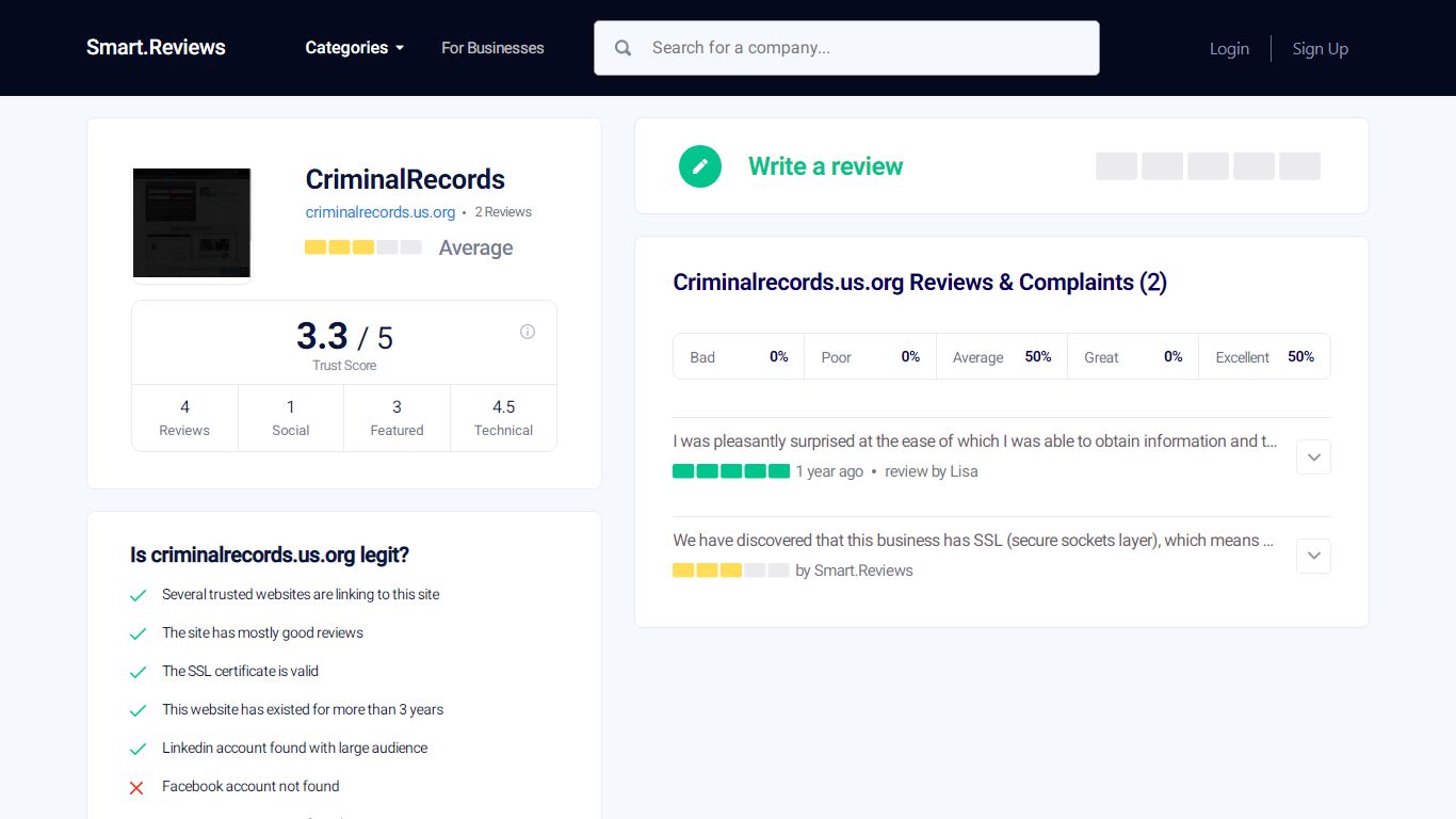 CriminalRecords Reviews, Rating 3.3. Read About criminalrecords.us.org ...